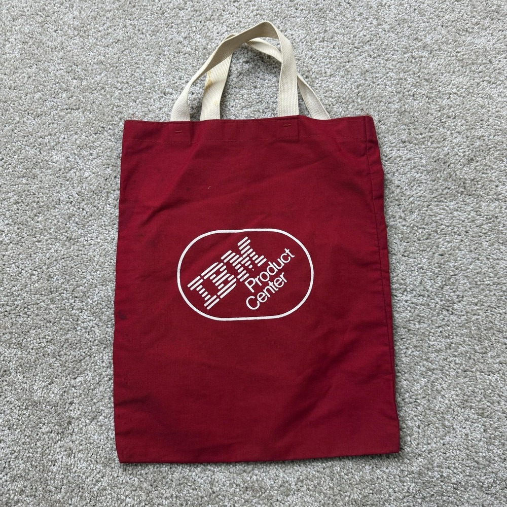 Vintage IBM Product Center Red Canvas Tote Bag Original Promotional Shopper